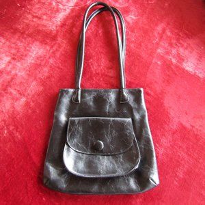 Sabina, New York.  Mid size, black leather purse.